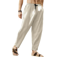 1 x RAW Customer Returns Cooleep Men s Summer Linen Pants Casual Lightweight Stretch Yoga Beach Trousers Khaki L - RRP €27.98