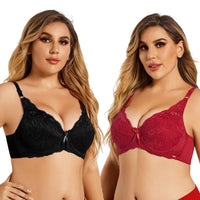 1 x Brand New SHEKINI Women s Bras with Underwire Elegant Lace Bra Bustier Ladies Soft Bra Adjustable Straps 2 Pack - RRP €30.24