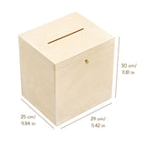 1 x RAW Customer Returns Creative Deco card box wedding wooden box with lid 29 x 25 x 30 cm Money gifts wooden box with slot, lock and key gift card box money box letter box box Storage donation box - RRP €44.32