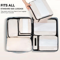 1 x RAW Customer Returns MURISE Suitcase Organizer Pack of 8, Packing Cubes for Holidays and Travel, Packing Cubes, Packing Bags for Suitcases, with Shoe Bag, Cosmetic Bag, Organization System, Travel Essentials, Beige - RRP €17.74