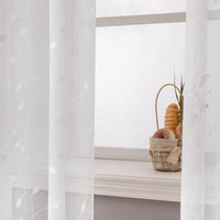 1 x RAW Customer Returns MIULEE Voile Curtain Window with Eyelets Curtain Panel Sheer Shades Sail for Living Room and Bedroom 2 Piece Set 140X260cm Leaves White - RRP €34.88