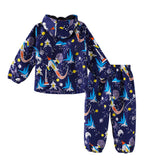 1 x RAW Customer Returns LZH Toddler Rain Poncho Baby Boys Raincoat Waterproof Imperm able Hooded Jacket Dinosaur Coat Pants Suit, 1053-Dark Blue, 4-5 Years 130  - RRP €32.31