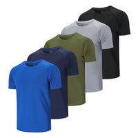 1 x RAW Customer Returns Cimic Pack of 5 Sports T-Shirts Men s Functional Shirt Sports Shirt Men s Short Sleeve T Shirt Breathable Training Shirt Men Fitness Gym Running Shirt Hiking Shirt Men Set 510-Black Grey Green Navy Blue-S  - RRP €36.76