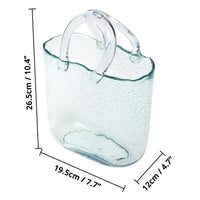 1 x RAW Customer Returns FNG8 Decorative Vase Pocket Shape Glass - Mouth-Blown Light Blue Vase Glass for Flowers, Potpourri, Small Fish, Candies - Unique Vase Bag with Water Bubble Aesthetics - Modern Vase Handbag - RRP €28.22