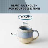 1 x RAW Customer Returns LIFVER - 2 x 620 ml - Coffee cup set mug - Modern ceramic cup - Large coffee cup - Kiln Glaze Blue - RRP €31.88