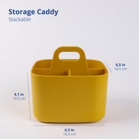 1 x RAW Customer Returns BLUE GINKGO Multipurpose Basket Organizer - Stackable Plastic Basket with Handle Cleaning Basket, Craft Basket, Desk Basket, Art and Makeup Storage Square - Yellow - RRP €19.93