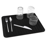 1 x RAW Customer Returns auriikoop dish drying mat dishes 40 x 30 cm, dish drying mat sink, dish drying mat heat-resistant non-slip sink mat, dishwashing mat draining mat black  - RRP €10.07