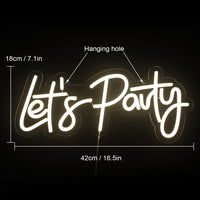 1 x RAW Customer Returns Lets Party Neon Sign Let s Party Led Sign Dimmable Neon Lights Neon Decorations for Party, Birthday Party, Bedroom Wall Decor Warm White  - RRP €35.38