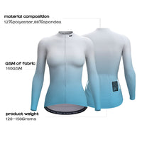 1 x Brand New Wulibike Cycling Jersey Long Sleeve Women Moisture Wicking Women Long Sleeve Jersey Road Bike Full Length Zipper Blue and White, XXL  - RRP €26.21