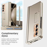 1 x RAW Customer Returns Miimall Compatible with Samsung Galaxy Z Fold 5 Case with S Pen Screen Protector Camera Protector, Hinge Protection Pen Holder Scratch-Resistant Shockproof Phone Case with Stand for Galaxy Z Fold 5-Gold - RRP €25.99