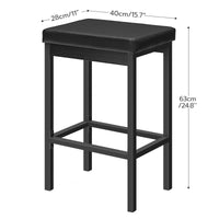 1 x RAW Customer Returns HOOBRO Bar Stools, Set of 2, Kitchen Stools, 5 cm Thick Padding, Height of 63 cm, Easy to Assemble and Clean, Suitable for Kitchen, Restaurant, Bar, Counter, Black EBB21BY01 - RRP €60.49