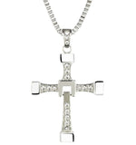 1 x RAW Customer Returns HS86 Cross Chain Stainless Steel Necklace Pendant Silver Jewelry - RRP €31.42