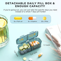 1 x RAW Customer Returns ROWNYEON Pill Box 7 Days Morning Lunch Evening Portable Pill Box 7 Days Medicine Box 7 Days 2 Compartments Large Pill Box for Medicines, Vitamins, Fish Oil, Dietary Supplements Blue  - RRP €19.86