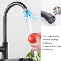 1 x RAW Customer Returns Black sink tap, kitchen tap made of stainless steel, 360 rotation sink tap, kitchen tap only cold water, rust protection for kitchen, bathroom, toilet - RRP €19.15