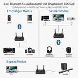 1 x RAW Customer Returns 1Mii B03Pro Long Range Bluetooth 5.3 Transmitter Receiver for TV, HiFi Wireless Audio Adapter with Audiophil DAC AptX HD Low Latency for Headphones Stereo System, Digital Optical, AUX - RRP €80.66