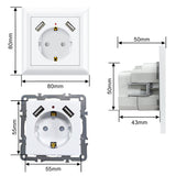 1 x RAW Customer Returns USB socket system 55 mm, 2 pieces protective contact socket with 2 x USB ports 2.8A flush-mounted Schuko wall socket, fits in standard flush-mounted socket, charging smartphone, tablet, white - RRP €18.99