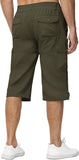 1 x RAW Customer Returns KEFITEVD 3 4 Pants Men s Cargo Shorts Long Bermuda Three-Quarter Pants with Multi Pockets Cotton Summer Pants with Elastic Band Army Green EU 33, CN XL - RRP €40.32