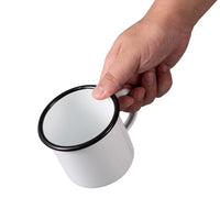 1 x RAW Customer Returns IMEEA 500ml Enamel Camping Mug Set Vintage drinking cup with handle for outdoor home White Cups for Coffee Tea DIY Cup 2 pieces  - RRP €19.15