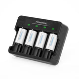 1 x RAW Customer Returns POWEROWL Rechargeable C Batteries with 4-Slot Charger, USB Fast Charging, for AA AAA CD Ni-MH Ni-CD Rechargeable Batteries - 4 Counts - RRP €36.99