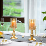 3 x Brand New NUPTIO Pillar Candle Holders with Glass, Set of 2 Gold Hurricane Candle Holders Modern Home Decor Gifts, Candlelight Holders for Housewarming Wedding Anniversary, Large Size - RRP €136.29