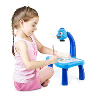 1 x RAW Customer Returns Aolieh Trace and Draw Projector Toy, Drawing Board for Kids, Trace and Draw Projector Toy Kids Drawing Projector Table with Smart Projector and Light Music Blue Dinosaur  - RRP €20.15