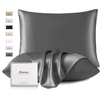 1 x RAW Customer Returns Set of 2 silk pillowcases 40x80, Muama pillowcase 40 x 80 cm for hair and skin silk pillowcase with zipper, silk pillowcase 2 pieces, anthracite - RRP €36.29