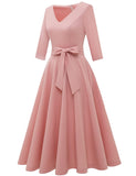 1 x Brand New Bbonlinedress Women s Cocktail Evening Prom Ceremony Pin Up Party Dress with 3 4 Sleeves V Neck Blush 2XL - RRP €44.96