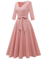 1 x Brand New Bbonlinedress Women s Cocktail Evening Prom Ceremony Pin Up Party Dress with 3 4 Sleeves V Neck Blush 2XL - RRP €44.96