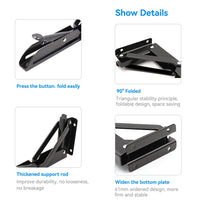 1 x RAW Customer Returns Shelf brackets, 400 mm, 2 pieces, stainless steel folding console, folding hinge, folding console, heavy duty for benches and shelf consoles, shelf brackets, black - RRP €16.84