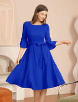 1 x RAW Customer Returns HomRainFestive Dresses for Wedding 3 4 Sleeve Round Neck Midi Dresses Rockabilly Dresses Evening Dress Long Cocktail Dress Royal Blue M - RRP €45.14