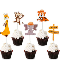 8 x Brand New JAHEMU Animal Cake Decoration Lion Birthday Toppers Forest Cupcake Decoration Jungle Elephant Cupcake Giraffe Decoration - RRP €163.2