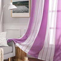 1 x RAW Customer Returns MIULEE Curtains Striped Transparent with Eyelets Voile Curtains Living Room Modern Set of 2 Bedroom Curtain Transparent with Purple White Striped Pattern Curtain Semi-Transparent Stripes 140 x 225 cm - RRP €26.21