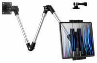 1 x RAW Customer Returns woleyi Long Arm Tablet Wall Mount Foldable, Multi Angle Metal Wall Tablet Holder Swivel with 3-Level Aluminum Arm for iPad Pro Air Mini, Galaxy, Surface, Switch, iPhone, 4-12.9  - RRP €61.99