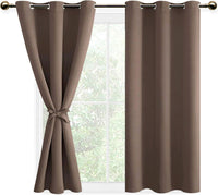 1 x RAW Customer Returns DWCN Opaque Blackout Curtains with Eyelets 2 Pieces Thermal Curtain for Living Room, Bedroom, Cappuccino, 137 x 117 cm H x W  - RRP €29.51