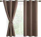 1 x RAW Customer Returns DWCN Opaque Blackout Curtains with Eyelets 2 Pieces Thermal Curtain for Living Room, Bedroom, Cappuccino, 137 x 117 cm H x W  - RRP €29.51