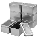 1 x RAW Customer Returns wangjiangda Empty Rectangular Metal Tin Container, 8 Pieces Mini Portable Silver Rectangular Metal Tin Container, Hinged Containers for Storing Small Items - RRP €22.8