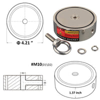 1 x RAW Customer Returns MUTUACTOR Double Sided Combined 1000kg Vertical Magnetic Neodymium Force Fishing Magnet with Eyebolts Find the Power of Treasure in the River - RRP €96.82