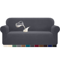 1 x RAW Customer Returns Granbest Stretch Sofa Cover in Spandex Jacquard with Non-Slip Foam 1 Piece 3 Seater Gray - RRP €26.54