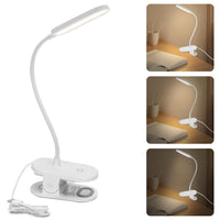 1 x RAW Customer Returns Aigostar Clip-on Reading Lamp with 360 Adjustable Flexible Arm, Clip-on Bed Light with 3 Brightness Modes, 4000K Natural Light Eye-Protecting LED Desk Lamp, White - RRP €13.01