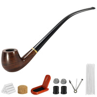 1 x RAW Customer Returns Vamdeson Churchwarden Tobacco Pipe, Handmade Ebony Tobacco Pipe Set, Perfect Pipe Set for Beginners to Smoke with Gift Set and Accessories - RRP €29.23