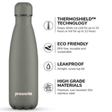 1 x RAW Customer Returns PROWORKS Stainless Steel Water Bottle, BPA Free Insulated Vacuum Metal Bottle for 12 Hour Hot 24 Hour Cold Drinks, Sports and Gym Water Bottle - 1 Liter - Gravity Gray - RRP €19.67