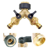 1 x RAW Customer Returns JZK Brass 2-Way Distributor Water Distributor Taps Adapter with Individual On Off Valves for Home Kitchen Garden Outdoor - RRP €13.55