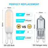 1 x RAW Customer Returns G9 LED Light Bulbs, 5W Warm White 3000K 500LM G9 LED Bulb 220-240V, Equivalent to 50W Halogen Lamp, Not Dimmable, 6PCS - RRP €17.99