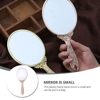 1 x RAW Customer Returns minkissy Vintage Hand Mirror Oval Shape Glass Mirror Portable Cosmetic Mirror with Handle for Women Rose Gold  - RRP €9.67