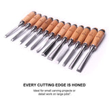 1 x RAW Customer Returns ATOPLEE 12pcs Wood Carving Chisel Set for Woodworking, Professional Wood Chisel Tools with Premium Case and Roll Up Bags for Carpenters, Craftsmen, Gift for Most - RRP €36.29