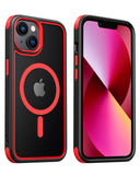 1 x RAW Customer Returns MobNano Hybrid Magnetic Transparent Case for iPhone 13 Case, iPhone 14 Case Compatible with MagSafe Shockproof Bumper Transparent Strong Magnet Mobile Phone Case Silicone iPhone 13 14 Case - Black Red - RRP €18.99