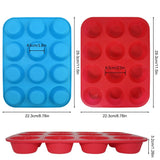 12 x Brand New Silicone muffin pan with spatula, Sourceton 3-pack muffin pan and spatula set, blue red - RRP €244.8