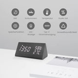 1 x RAW Customer Returns aboveClock Digital alarm clock, digital alarm clock wood, USB operated bedside alarm clock with clear LED display, digital clock table clock with dimmable brightness, memory function, snooze mode, temperature - RRP €18.83