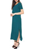 1 x RAW Customer Returns Smallshow Women s Nursing Dress Long Split Elegant Summer Maternity Dresses Teal XL - RRP €34.99