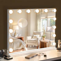 1 x RAW Customer Returns Hansong Hollywood mirror with lighting, make-up mirror with 14 dimmable Hollywood bulbs and 10x magnification for table mirror or wall mirror - RRP €98.35